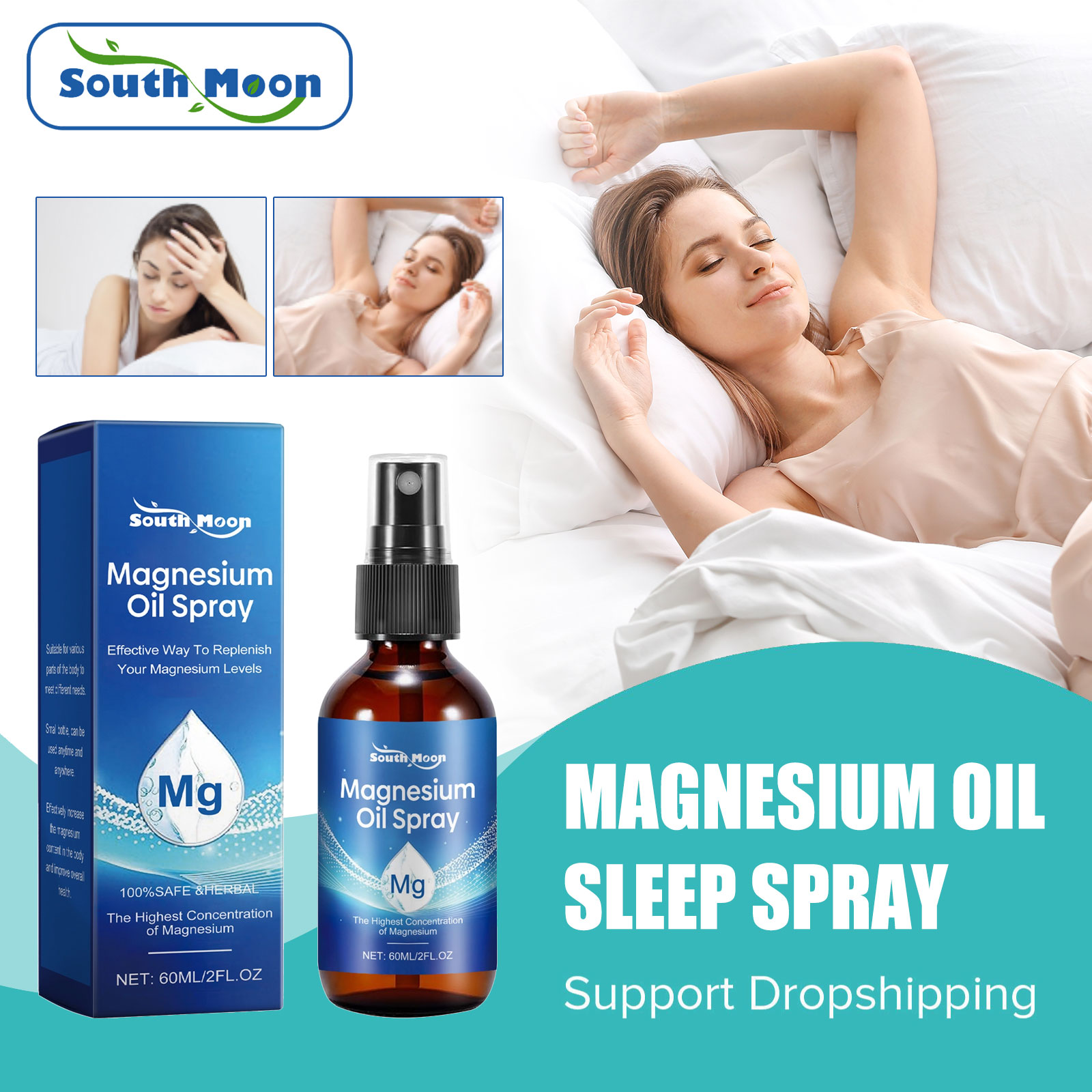 Lavender Pillow Spray - Spray d'aide au sommeil en magnésium,